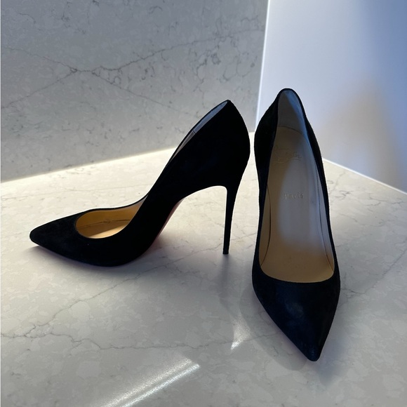 Christian Louboutin Shoes - Christian Louboutin Black Suede Kate Max 100 Pumps
